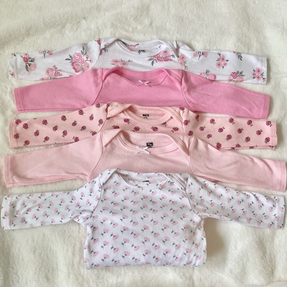 Hudson Baby Long Sleeve Onesies 5 Pack 0-3 Month